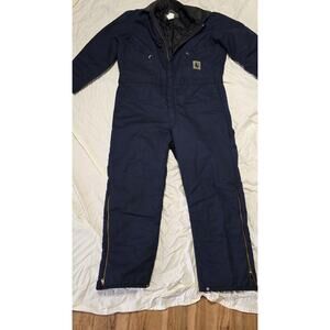 BERNE Apparel Insulated Canvas Coveralls Corduroy Collar Side Zip SZ XL 48-50